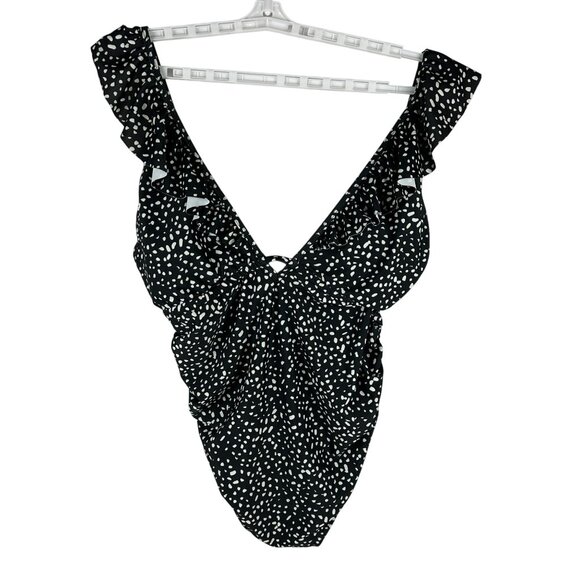 Pinkblush Other - Pinkblush Womens Black & White Polka Dot Ruffled One-Piece Swimsuit Size L